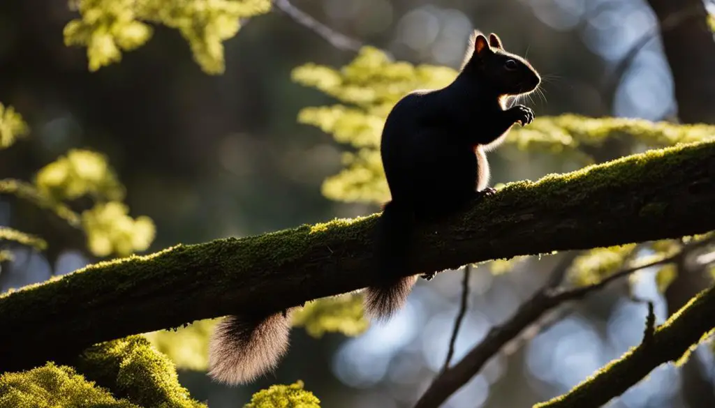 Black squirrel in the forest