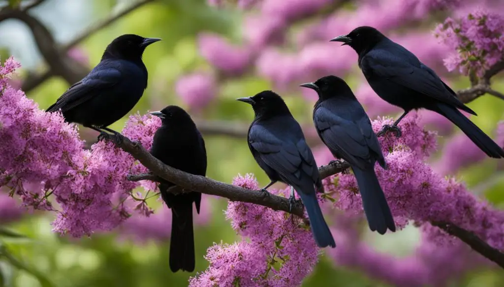 black birds in yard