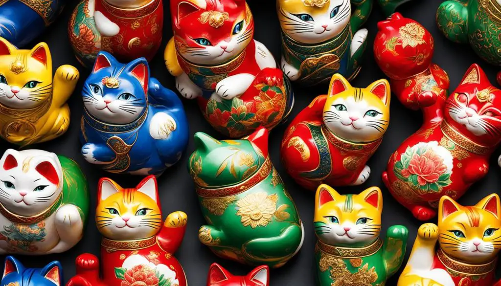 different colors of maneki neko