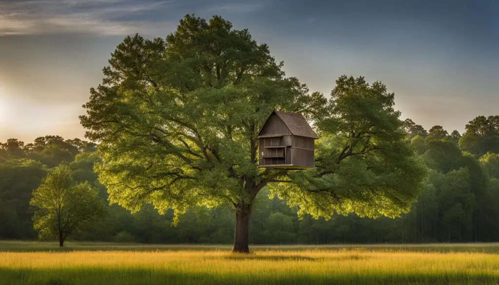 hanging bat house away from tree branches