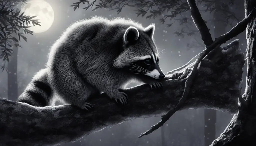 raccoon at night