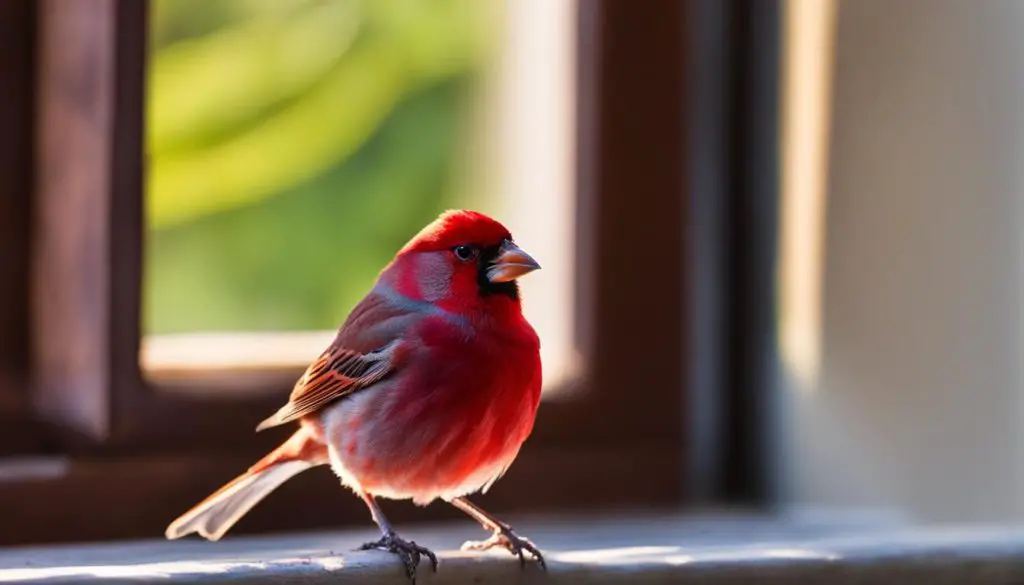 red finch in the house